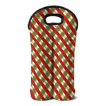 Merry Christmas Plaid Pattern Print Double Neoprene Wine Tote