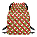 Merry Christmas Plaid Pattern Print Drawstring Backpack