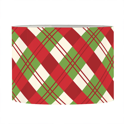 Merry Christmas Plaid Pattern Print Drum Lamp Shade