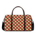 Merry Christmas Plaid Pattern Print Duffle Bag