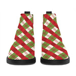 Merry Christmas Plaid Pattern Print Flat Ankle Boots
