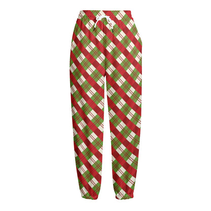 Merry Christmas Plaid Pattern Print Fleece Lined Knit Pants