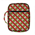 Merry Christmas Plaid Pattern Print Front Pocket Bible Bag