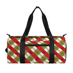 Merry Christmas Plaid Pattern Print Gym Bag