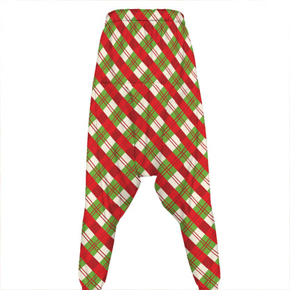 Merry Christmas Plaid Pattern Print Hammer Pants