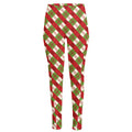 Merry Christmas Plaid Pattern Print High-Waisted Pocket Leggings