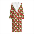 Merry Christmas Plaid Pattern Print Hooded Bathrobe