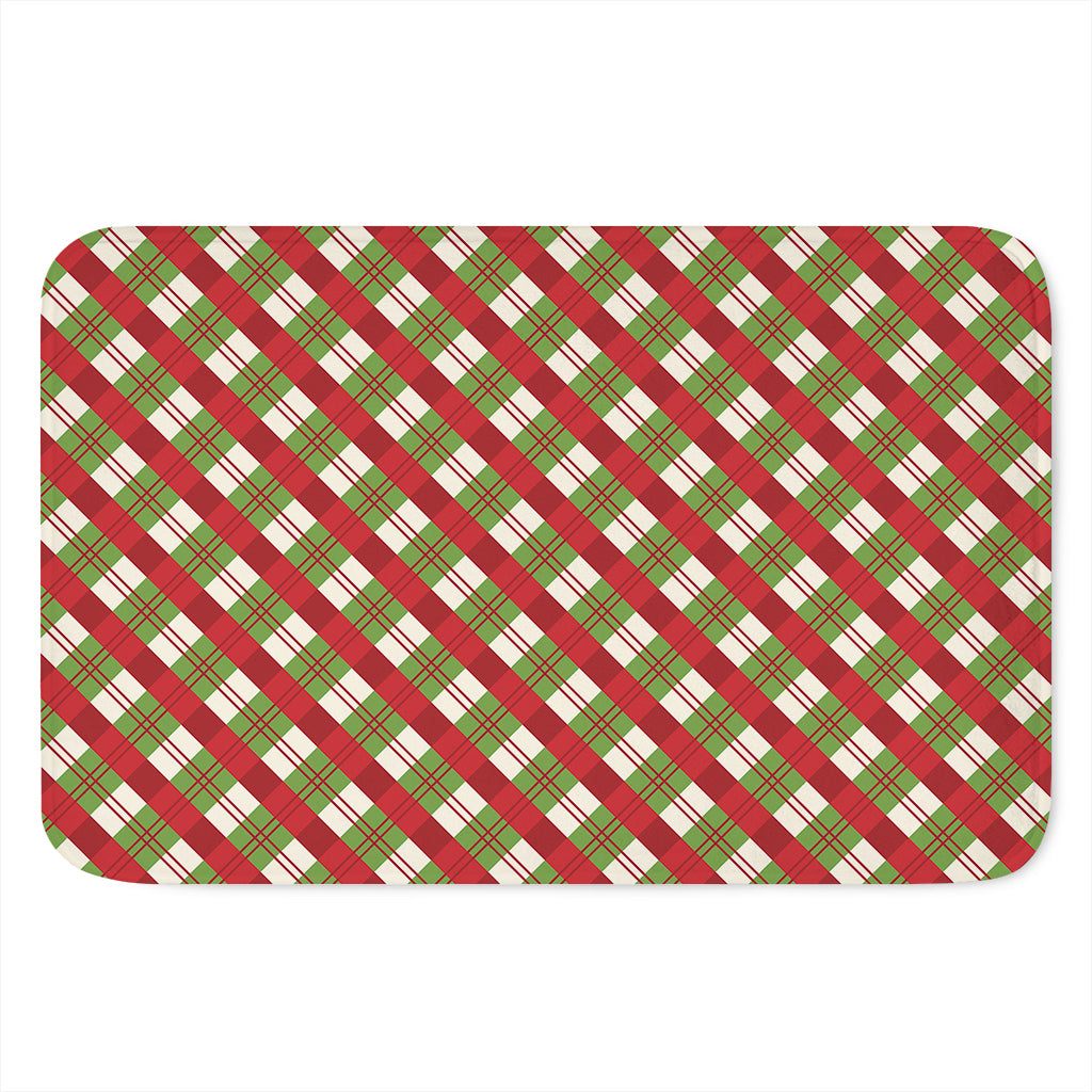 Merry Christmas Plaid Pattern Print Indoor Door Mat