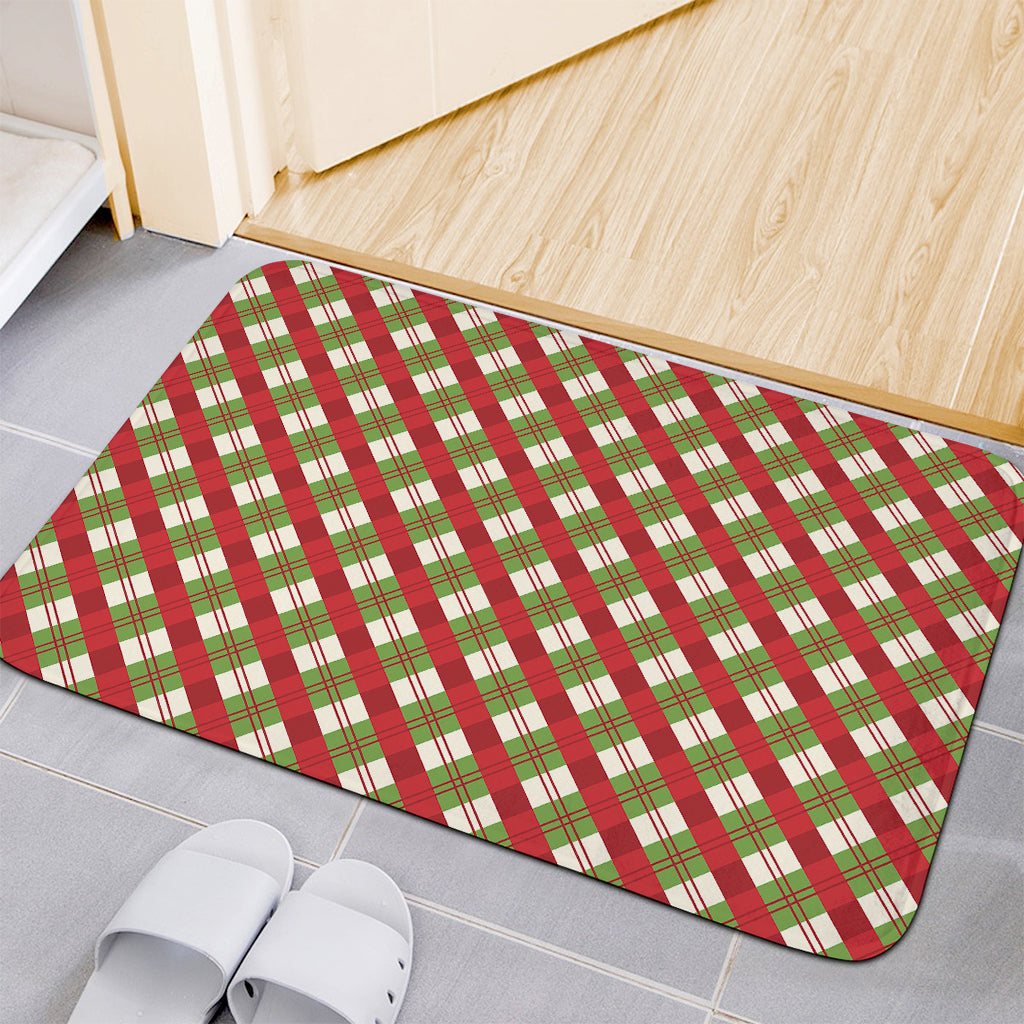 Merry Christmas Plaid Pattern Print Indoor Door Mat