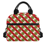 Merry Christmas Plaid Pattern Print Insulated Lunch Bag