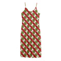 Merry Christmas Plaid Pattern Print Jersey Midi Cami Dress