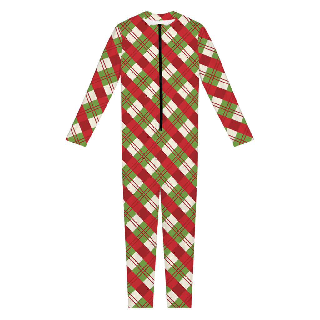 Merry Christmas Plaid Pattern Print Jumpsuit