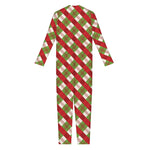 Merry Christmas Plaid Pattern Print Jumpsuit