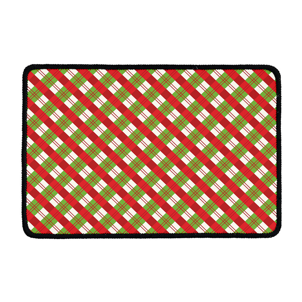 Merry Christmas Plaid Pattern Print Kitchen Mat