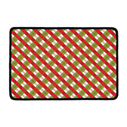 Merry Christmas Plaid Pattern Print Kitchen Mat