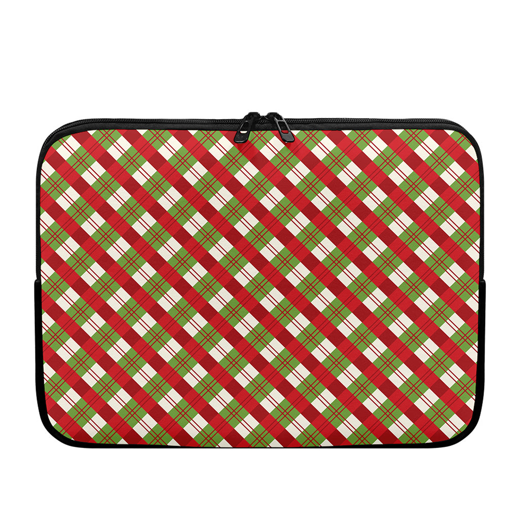 Merry Christmas Plaid Pattern Print Laptop Sleeve