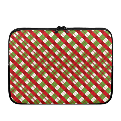 Merry Christmas Plaid Pattern Print Laptop Sleeve