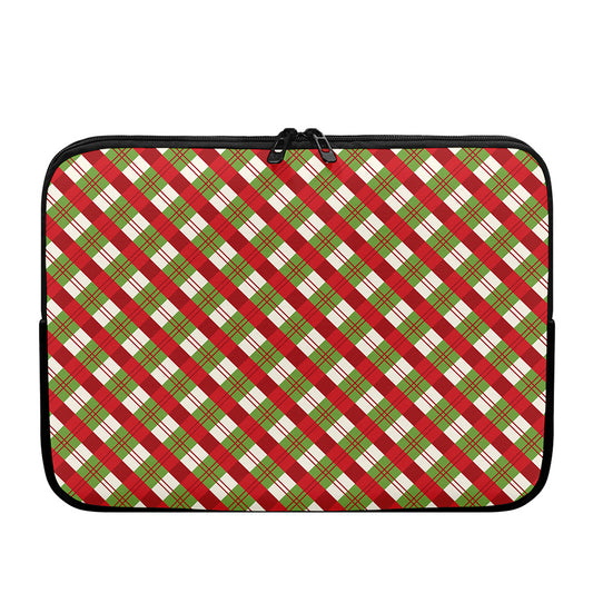 Merry Christmas Plaid Pattern Print Laptop Sleeve