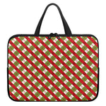 Merry Christmas Plaid Pattern Print Laptop Sleeve With Handle