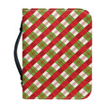 Merry Christmas Plaid Pattern Print Leather Bible Cover