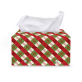 Merry Christmas Plaid Pattern Print Leather Tissue Box Cover