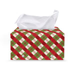 Merry Christmas Plaid Pattern Print Leather Tissue Box Cover