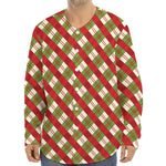 Merry Christmas Plaid Pattern Print Long Sleeve Baseball Jersey