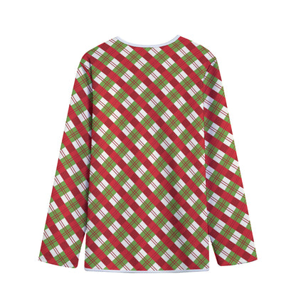 Merry Christmas Plaid Pattern Print Long Sleeve Short Coat
