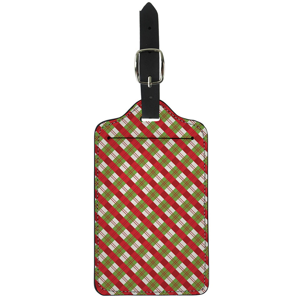 Merry Christmas Plaid Pattern Print Luggage Tag