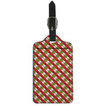 Merry Christmas Plaid Pattern Print Luggage Tag