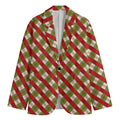 Merry Christmas Plaid Pattern Print Men's Blazer