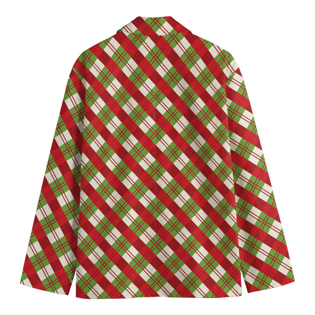 Merry Christmas Plaid Pattern Print Men's Blazer