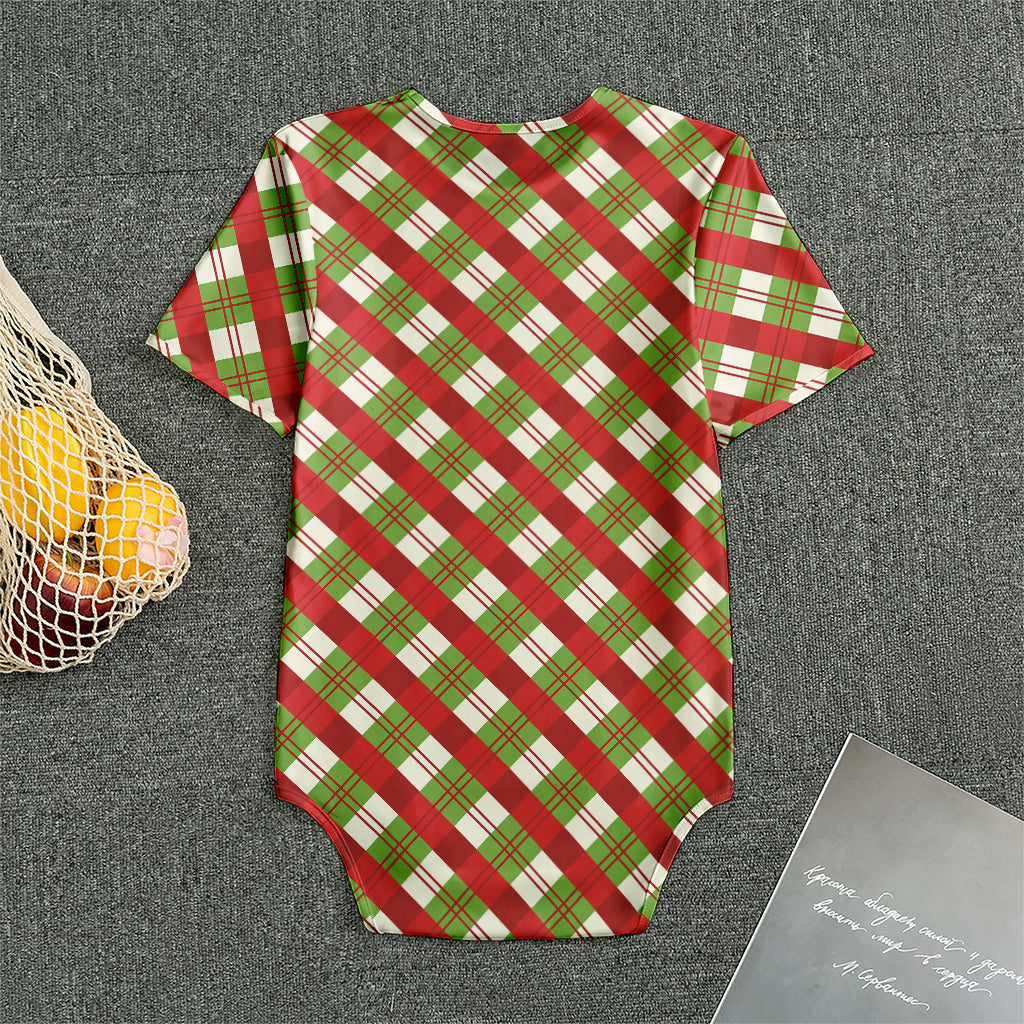 Merry Christmas Plaid Pattern Print Men's Bodysuit