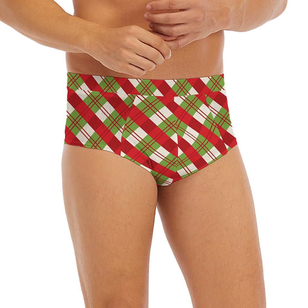 Merry Christmas Plaid Pattern Print Men's Briefs