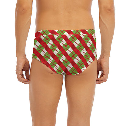Merry Christmas Plaid Pattern Print Men's Briefs