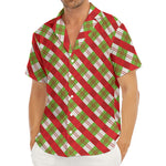 Merry Christmas Plaid Pattern Print Men's Deep V-Neck Shirt