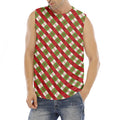 Merry Christmas Plaid Pattern Print Men's Fitness Tank Top