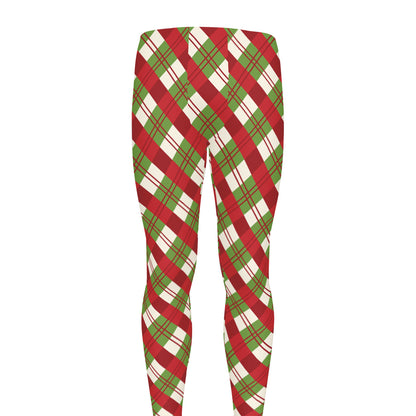 Merry Christmas Plaid Pattern Print Men's leggings