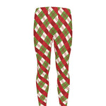 Merry Christmas Plaid Pattern Print Men's leggings