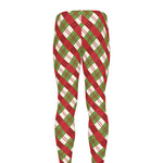 Merry Christmas Plaid Pattern Print Men's leggings