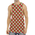 Merry Christmas Plaid Pattern Print Men's Muscle Tank Top
