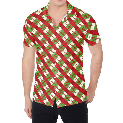 Merry Christmas Plaid Pattern Print Men's Shirt