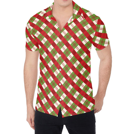 Merry Christmas Plaid Pattern Print Men's Shirt