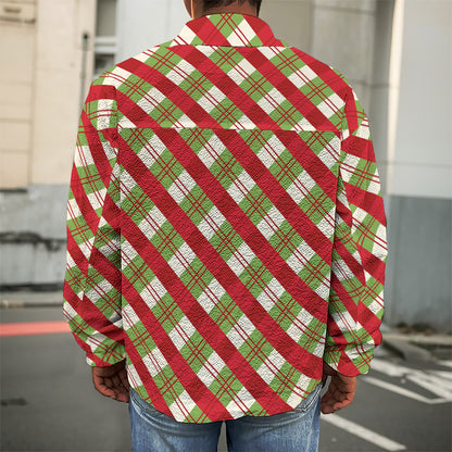 Merry Christmas Plaid Pattern Print Men's Shirt Jacket