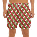 Merry Christmas Plaid Pattern Print Men's Split Running Shorts
