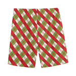 Merry Christmas Plaid Pattern Print Men's Sports Shorts