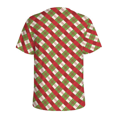 Merry Christmas Plaid Pattern Print Men's Sports T-Shirt