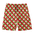 Merry Christmas Plaid Pattern Print Men's Swim Trunks