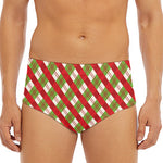 Merry Christmas Plaid Pattern Print Men's Triangle Swim Briefs