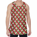 Merry Christmas Plaid Pattern Print Men's Velvet Tank Top